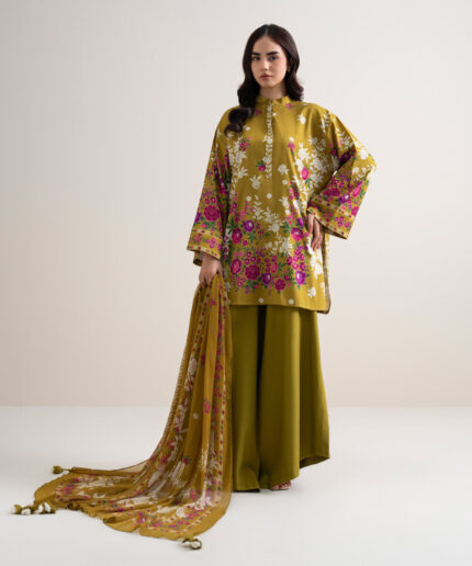 Mustard Arabic Lawn Unstitched Ensemble - View 2