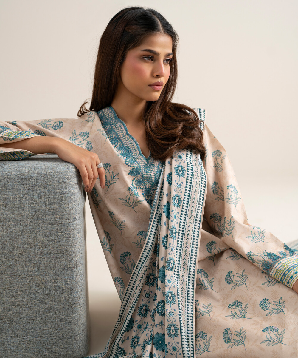Light Tea Pink Lawn Unstitched Ensemble - View 1 Light Tea Pink Lawn Unstitched Ensemble - View 1