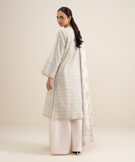 Off White Lawn Unstitched Ensemble - View 2