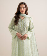 Off White And Light Pink Lawn Unstitched Ensemble - View 3