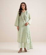 Off White And Light Pink Lawn Unstitched Ensemble - View 1