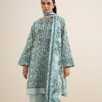 Off White And Tea Pink Lawn Unstitched Ensemble - View 1
