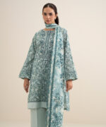Off White And Tea Pink Lawn Unstitched Ensemble - View 1