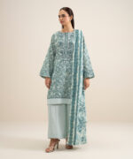 Off White And Tea Pink Lawn Unstitched Ensemble - View 5