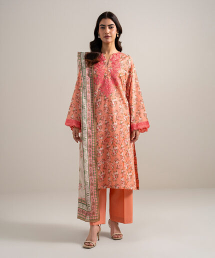 Peach Lawn Unstitched Ensemble - View 2