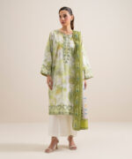Green &Amp; White Lawn Unstitched Ensemble - View 4