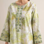 Green &Amp; White Lawn Unstitched Ensemble - View 1
