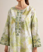 Green &Amp; White Lawn Unstitched Ensemble - View 1