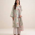 Ice Blue With Multi Lawn Unstitched Ensemble - View 1
