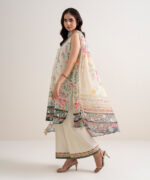 Off White Lawn Unstitched Ensemble - View 5