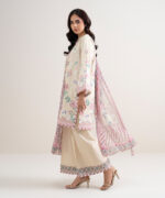 Off White And Pink Lawn Unstitched Ensemble - View 3