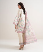 Off White And Pink Lawn Unstitched Ensemble - View 4