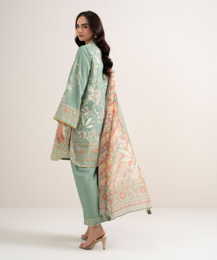 Mint Green Lawn Unstitched Ensemble - View 2
