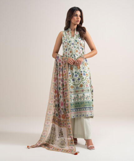 Multi Lawn Unstitched Ensemble - View 1