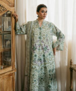 Light Aqua Lawn Unstitched Ensemble - View 3