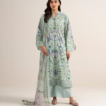 Light Aqua Lawn Unstitched Ensemble - View 1