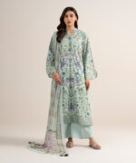 Light Aqua Lawn Unstitched Ensemble - View 1