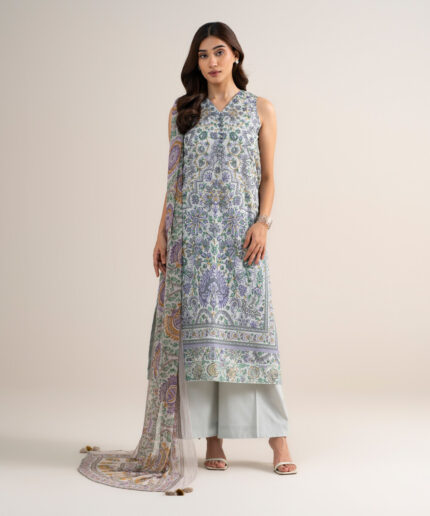 Grey Lawn Unstitched Ensemble - View 2