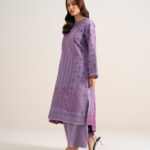 Lilac Extra Weft Jacquard Unstitched Ensemble - View 1