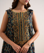 Black Extra Weft Jacquard Unstitched Ensemble - View 4
