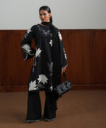 Black Textured Lawn Unstitched Ensemble - View 5