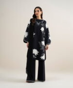 Black Textured Lawn Unstitched Ensemble - View 3