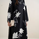 Black Textured Lawn Unstitched Ensemble - View 1