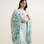 Aqua Lawn Unstitched Ensemble - View 1