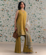 Yellow Dobby Unstitched Ensemble - View 3