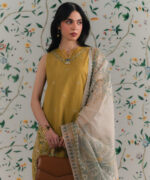 Yellow Dobby Unstitched Ensemble - View 1