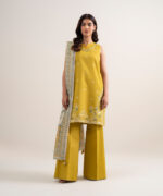 Yellow Dobby Unstitched Ensemble - View 5