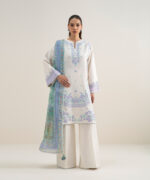 Off White Dobby Unstitched Ensemble - View 5