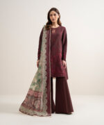Red Dobby Unstitched Ensemble - View 5
