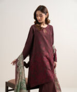 Red Dobby Unstitched Ensemble - View 1