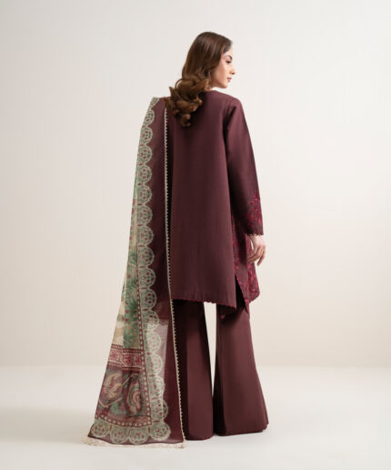 Red Dobby Unstitched Ensemble - View 2