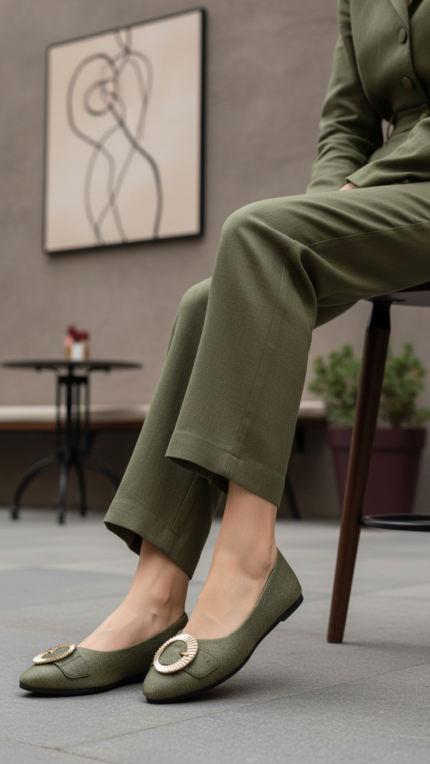 Olive Pumps For Ladies WN1302 - View 1