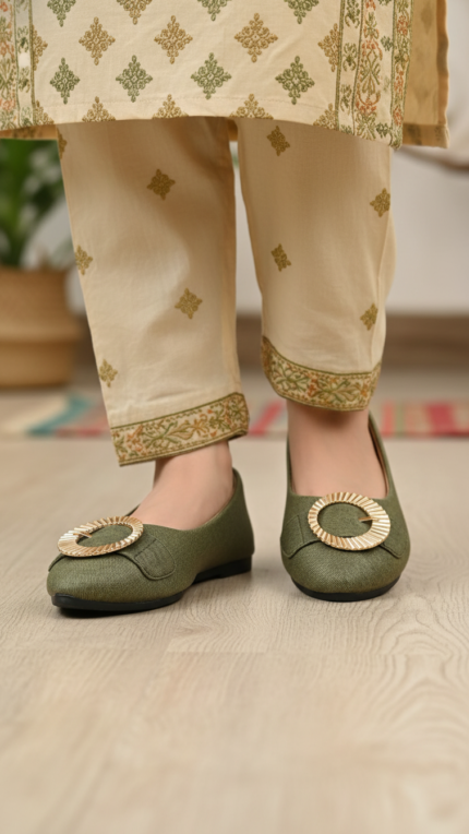 Olive Pumps For Ladies WN1302 - View 2