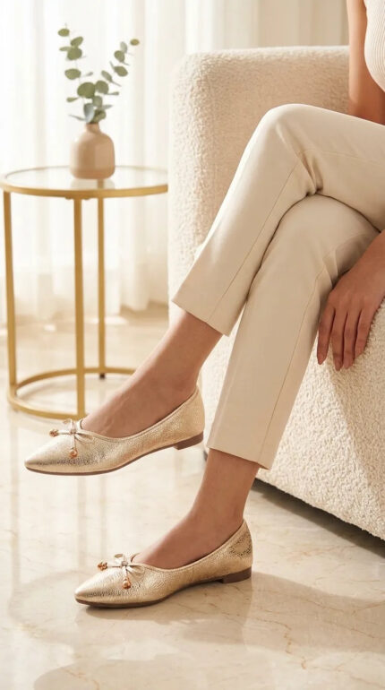 Golden Pumps For Women WN1426 - View 2