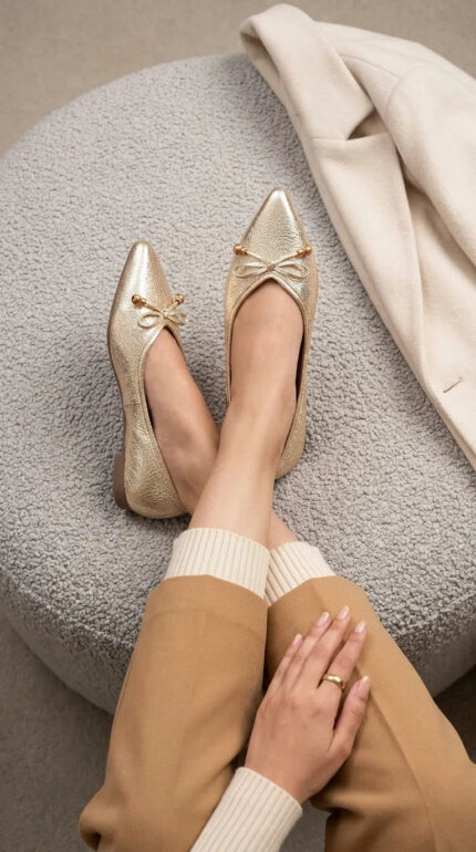 Golden Pumps For Women WN1426 - View 1