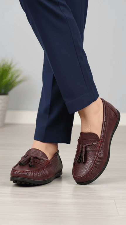 Burgundy Moccasin For Ladies WN4492 - View 1