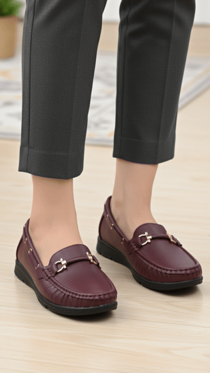Maroon Moccasin For Ladies WN4513 - View 2