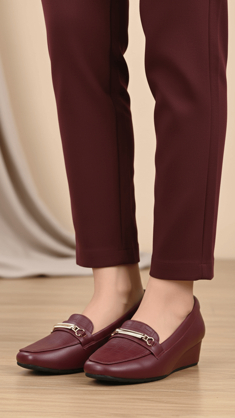 WN4520-05.png Maroon Moccasin For Ladies WN4520 - View 1