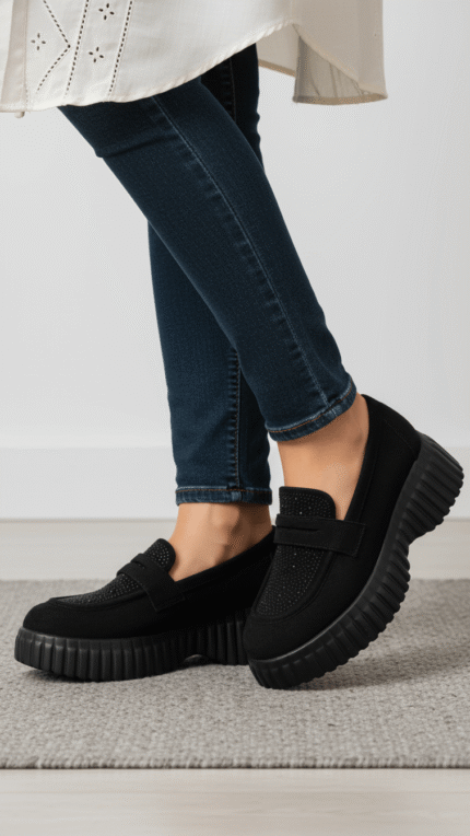 Black Moccasin For Ladies WN4527 - View 1