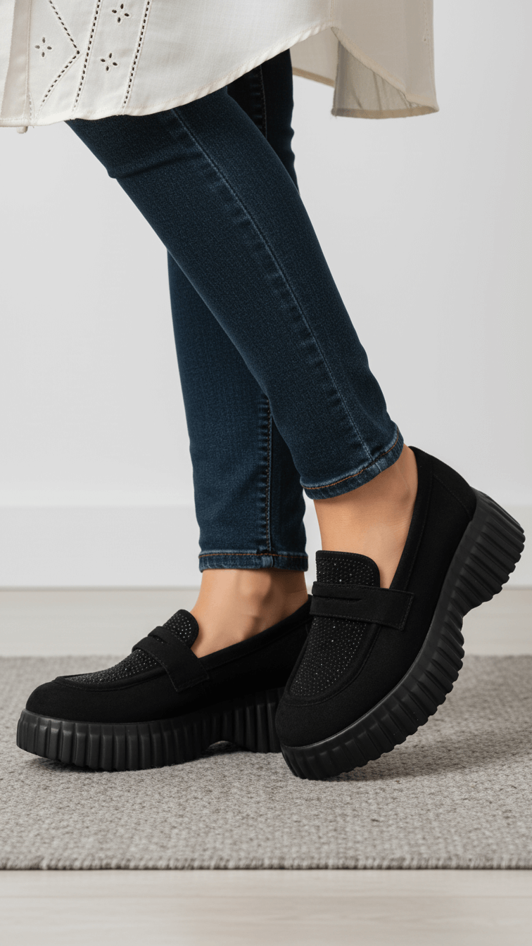 WN4527-01.png Black Moccasin For Ladies WN4527 - View 1