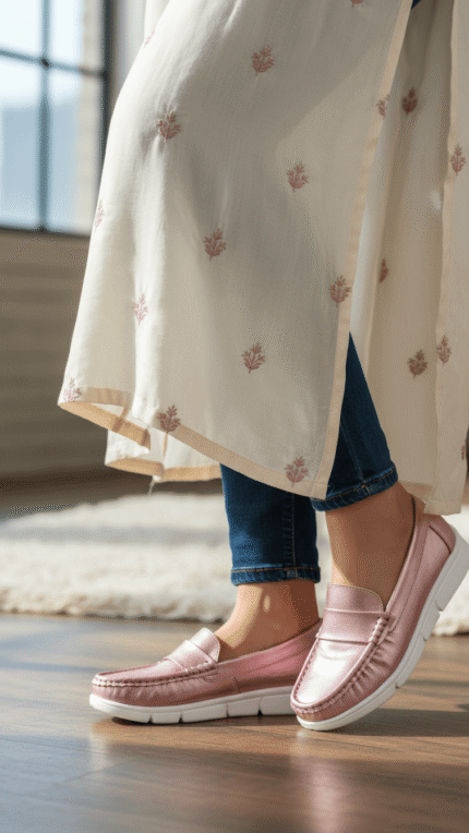 Pink Moccasin For Ladies WN4539 - View 1