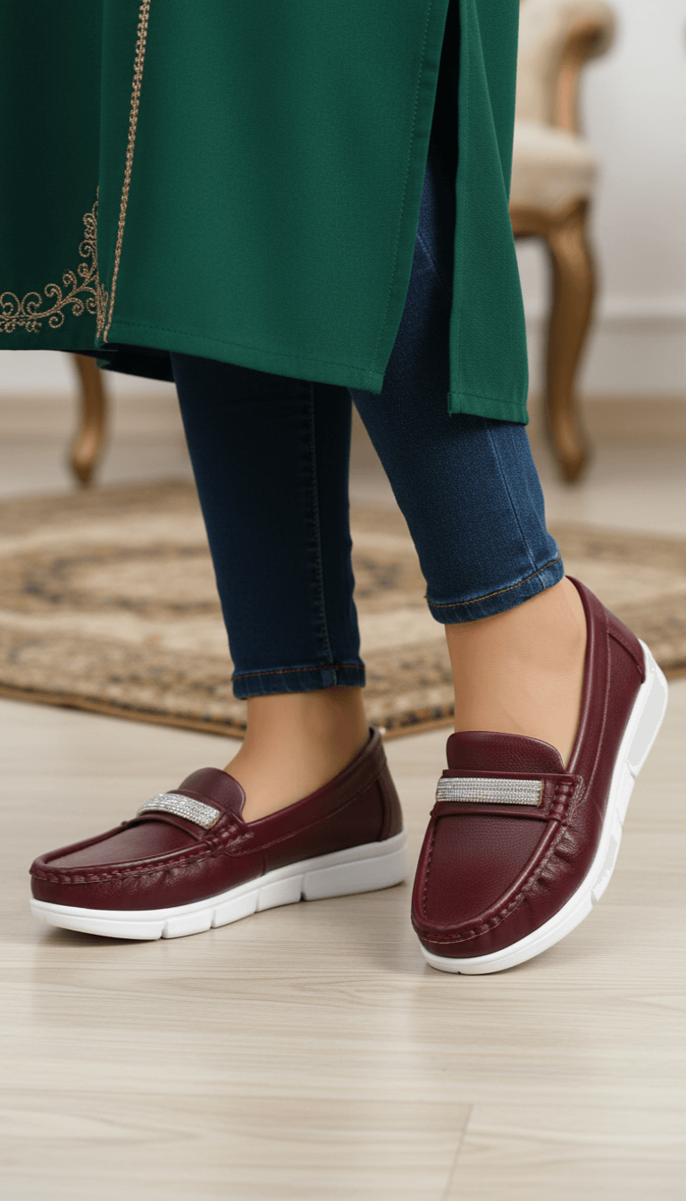 WN4541-05.png Maroon Moccasin For Women WN4541 - View 1