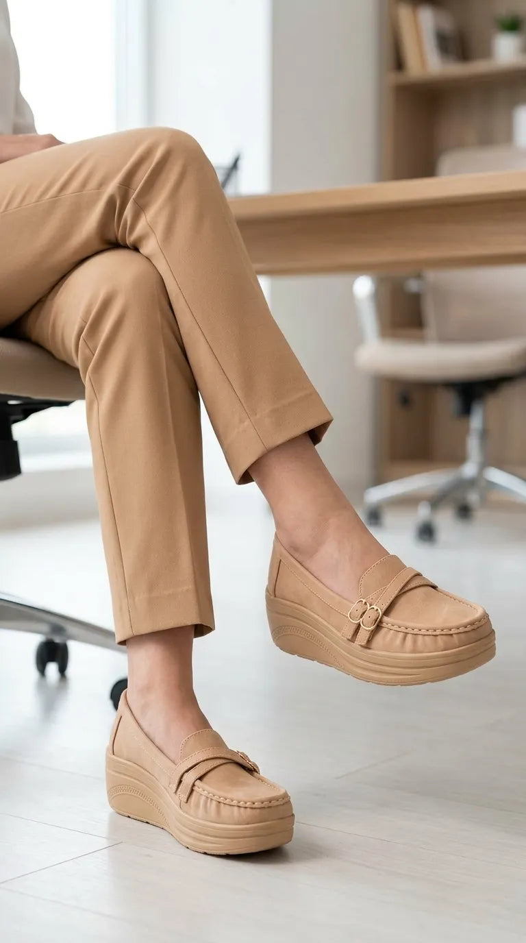 WN459762_1.jpg Beige Moccasin For Ladies WN4597 - View 1