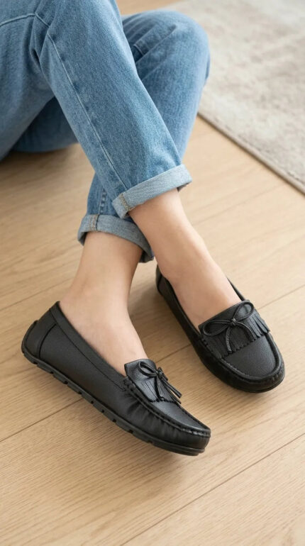 Black Moccasin For Women WN4607 - View 2