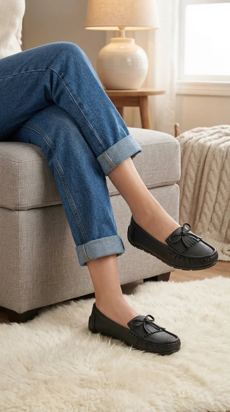 WN460701_2.jpg Black Moccasin For Women WN4607 - View 1