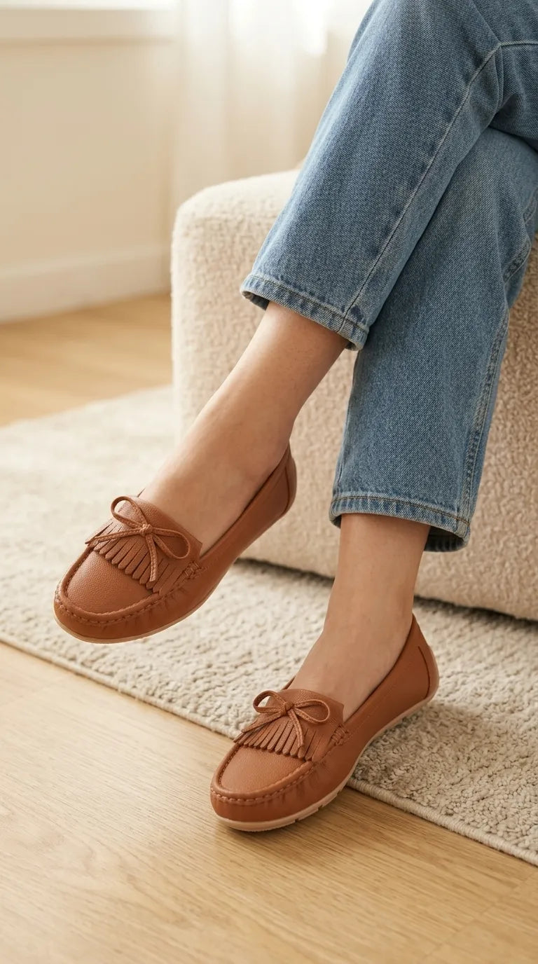 WN460773_3.jpg Tan Moccasin For Women WN4607 - View 1